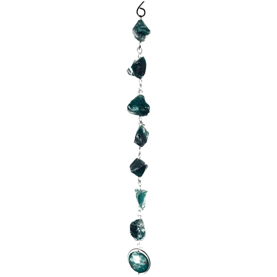 Coastal Glass Rain Chain – Blue Green Hanging Decor